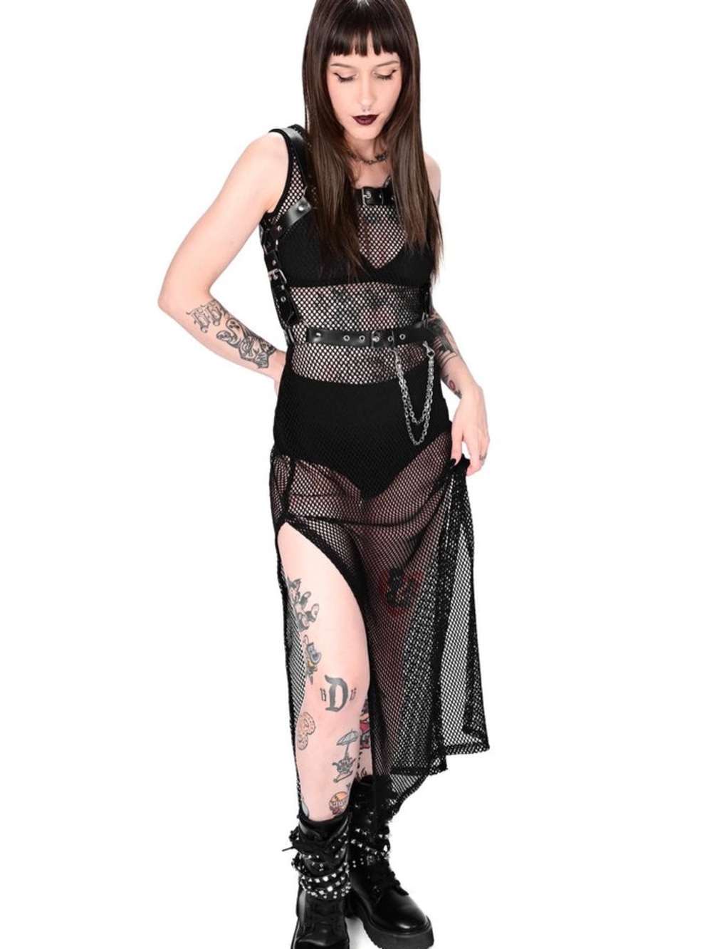 Foxblood Reversible Fishnet Dress